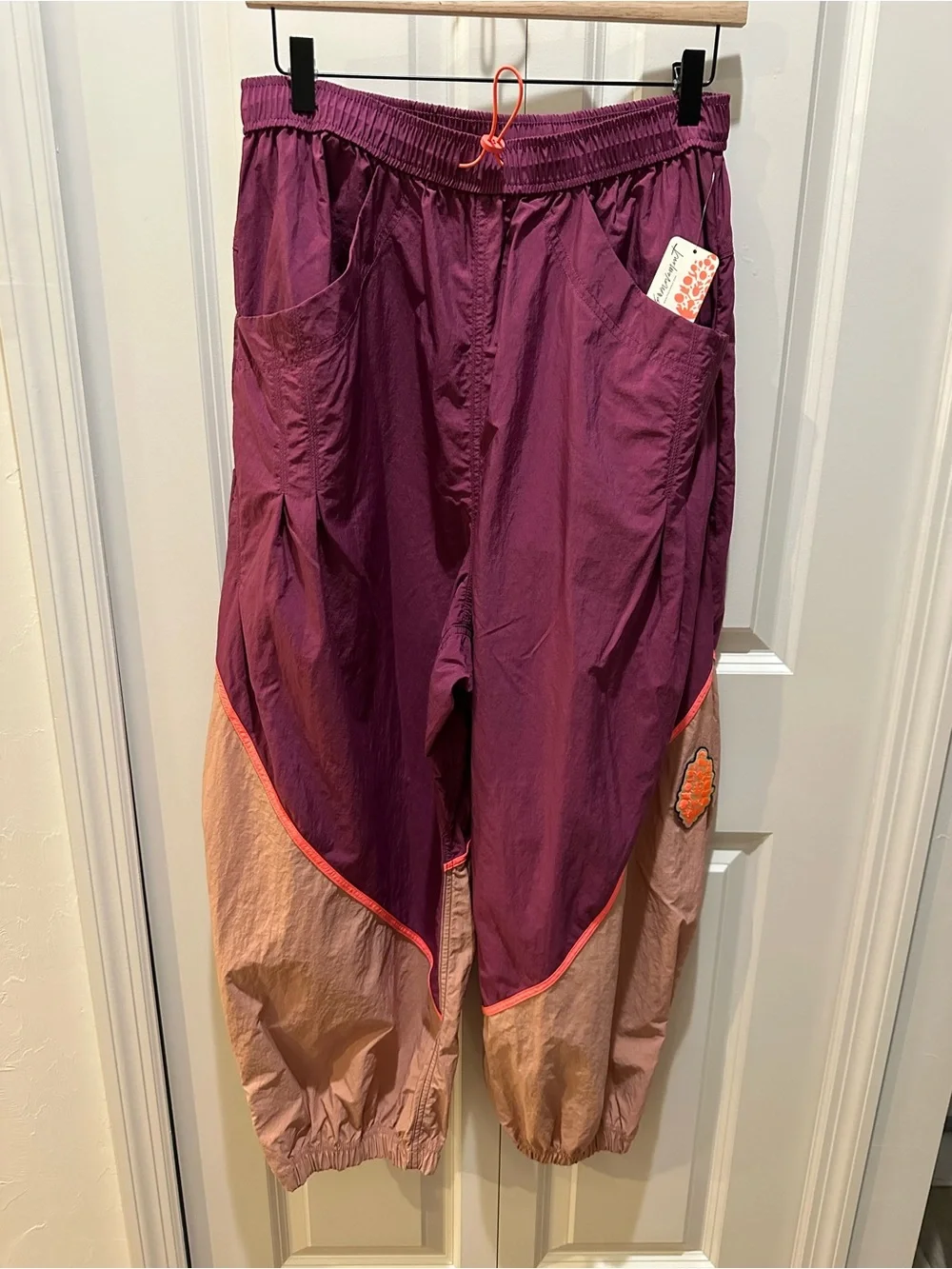 Free People Movement Joggers in Plum and Peach with Coral Trim NWT Size M